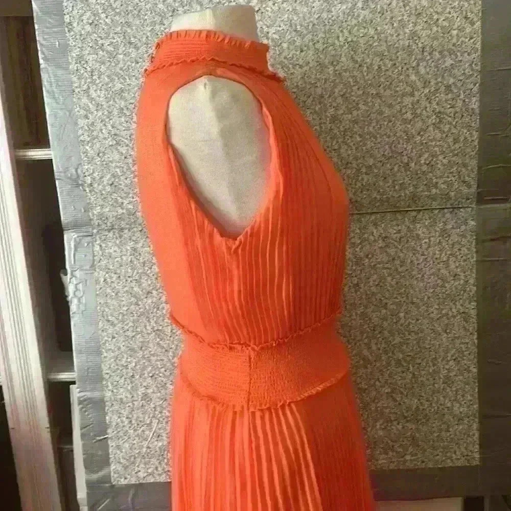 NWT Nanette Lepore pleated sleeveless dress vivid coral size 10 - Picture 5 of 12